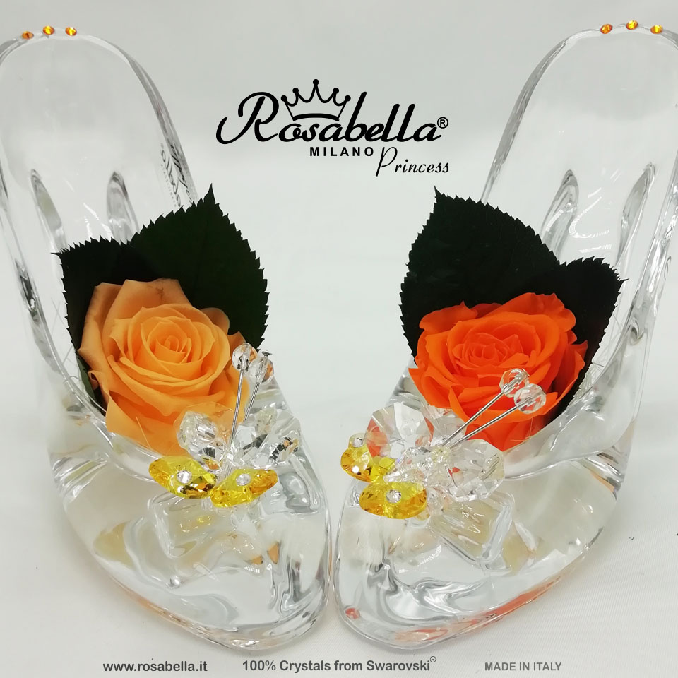 Rosabella® Vera Rosa Stabilizzata in Sfera di Vetro con Strass